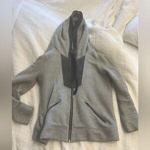 The Kooples Sport Leather & Cotton zip hoodie hooded sweatshirt